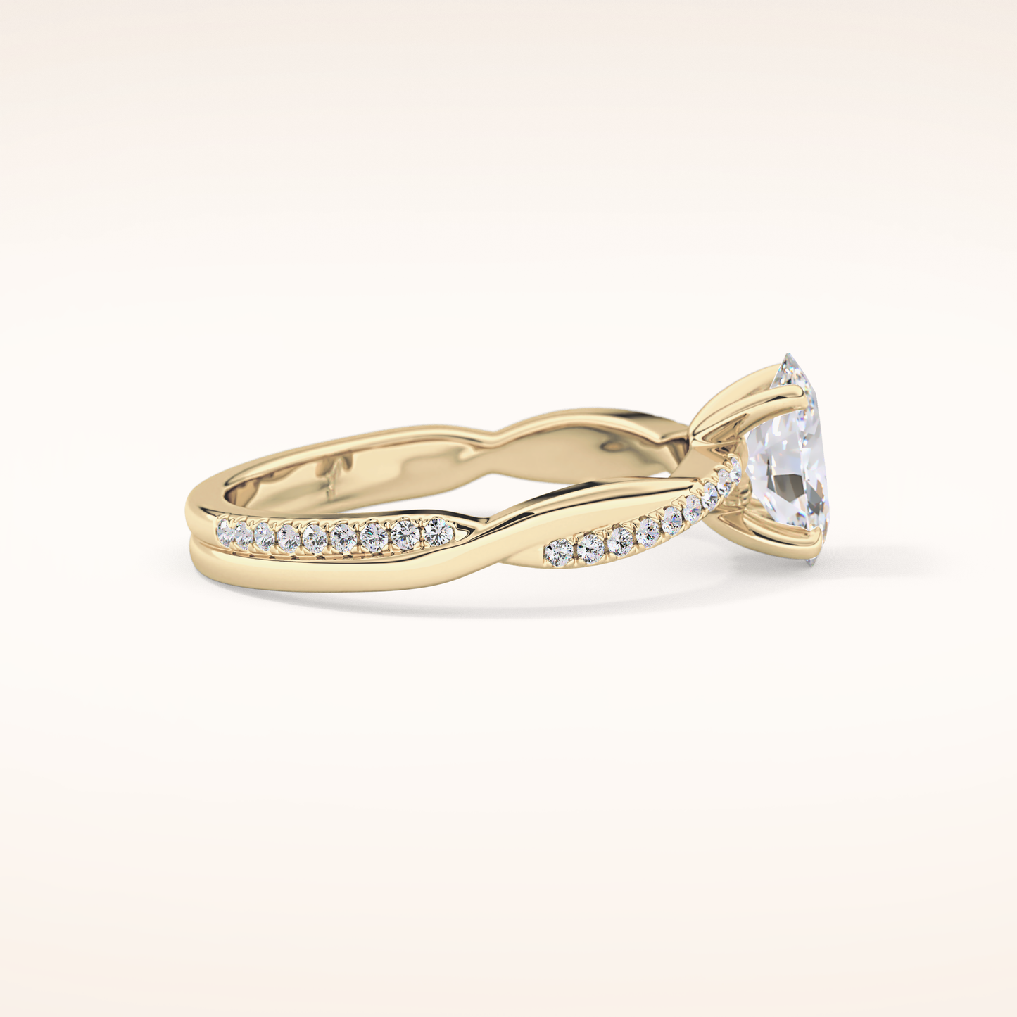 0.83 CT Oval Shaped Criss-Cross Pave Moissanite Engagement Ring