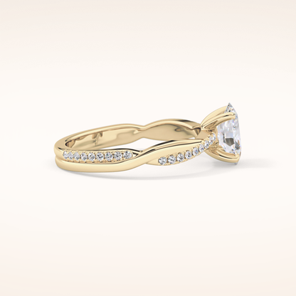 0.83 CT Oval Shaped Criss-Cross Pave Moissanite Engagement Ring