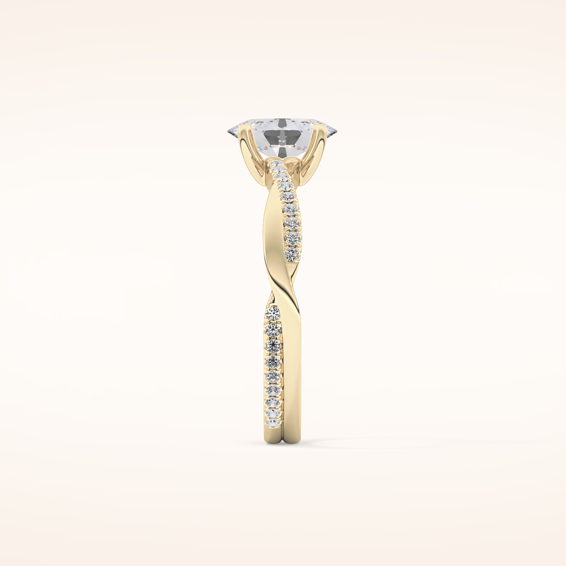 0.83 CT Oval Shaped Criss-Cross Pave Moissanite Engagement Ring