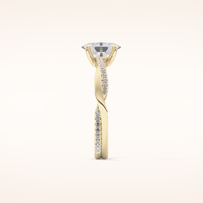 0.83 CT Oval Shaped Criss-Cross Pave Moissanite Engagement Ring