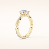 0.83 CT Oval Shaped Criss-Cross Pave Moissanite Engagement Ring
