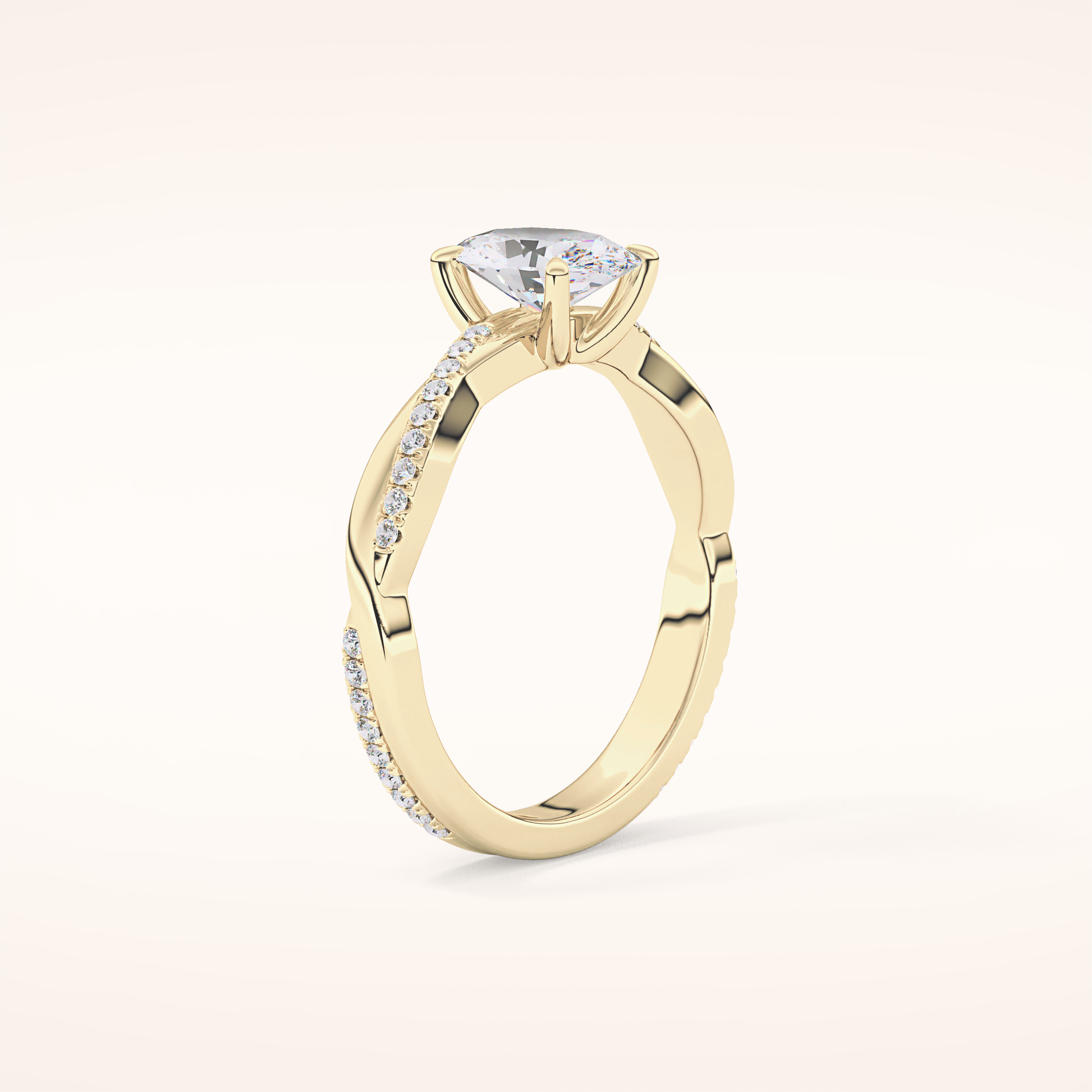 0.83 CT Oval Shaped Criss-Cross Pave Moissanite Engagement Ring