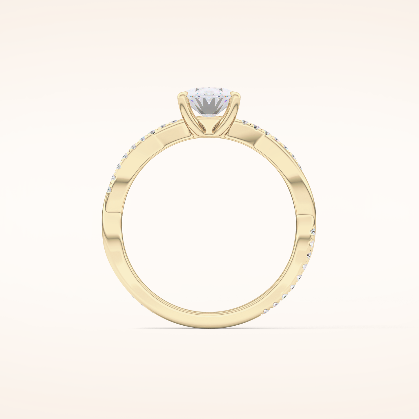 0.83 CT Oval Shaped Criss-Cross Pave Moissanite Engagement Ring