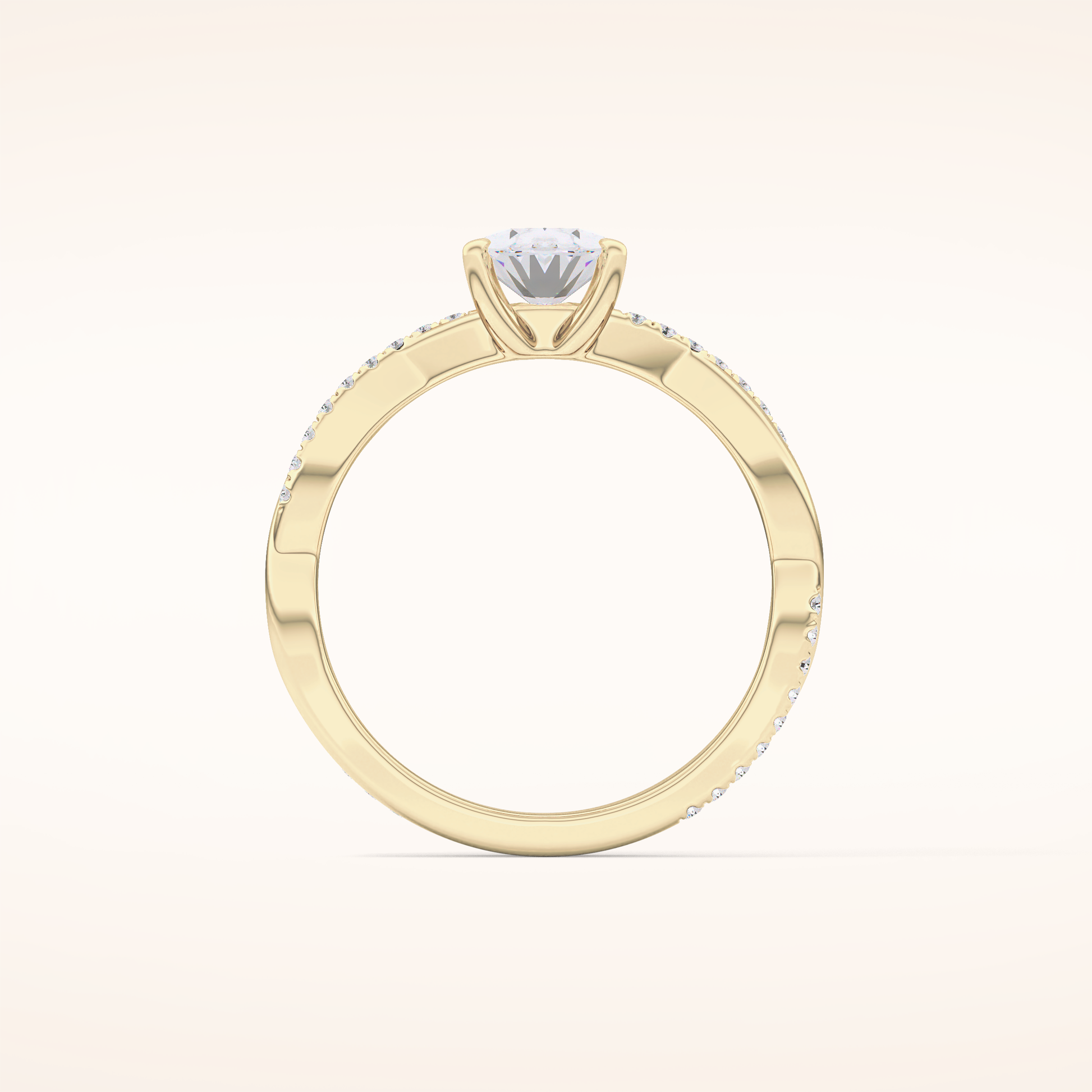 0.83 CT Oval Shaped Criss-Cross Pave Moissanite Engagement Ring