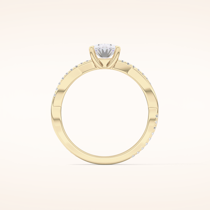 0.83 CT Oval Shaped Criss-Cross Pave Moissanite Engagement Ring