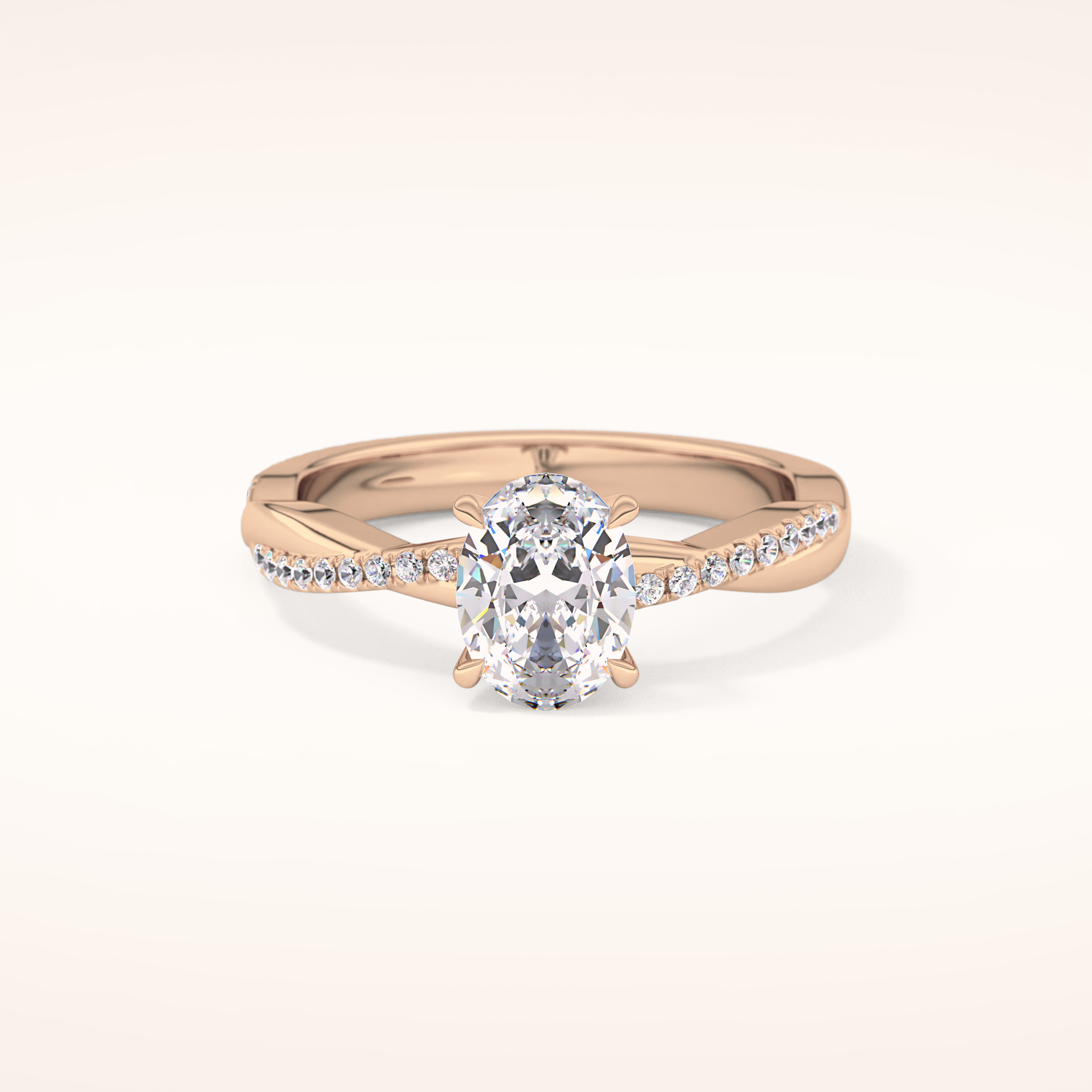 0.83 CT Oval Shaped Criss-Cross Pave Moissanite Engagement Ring