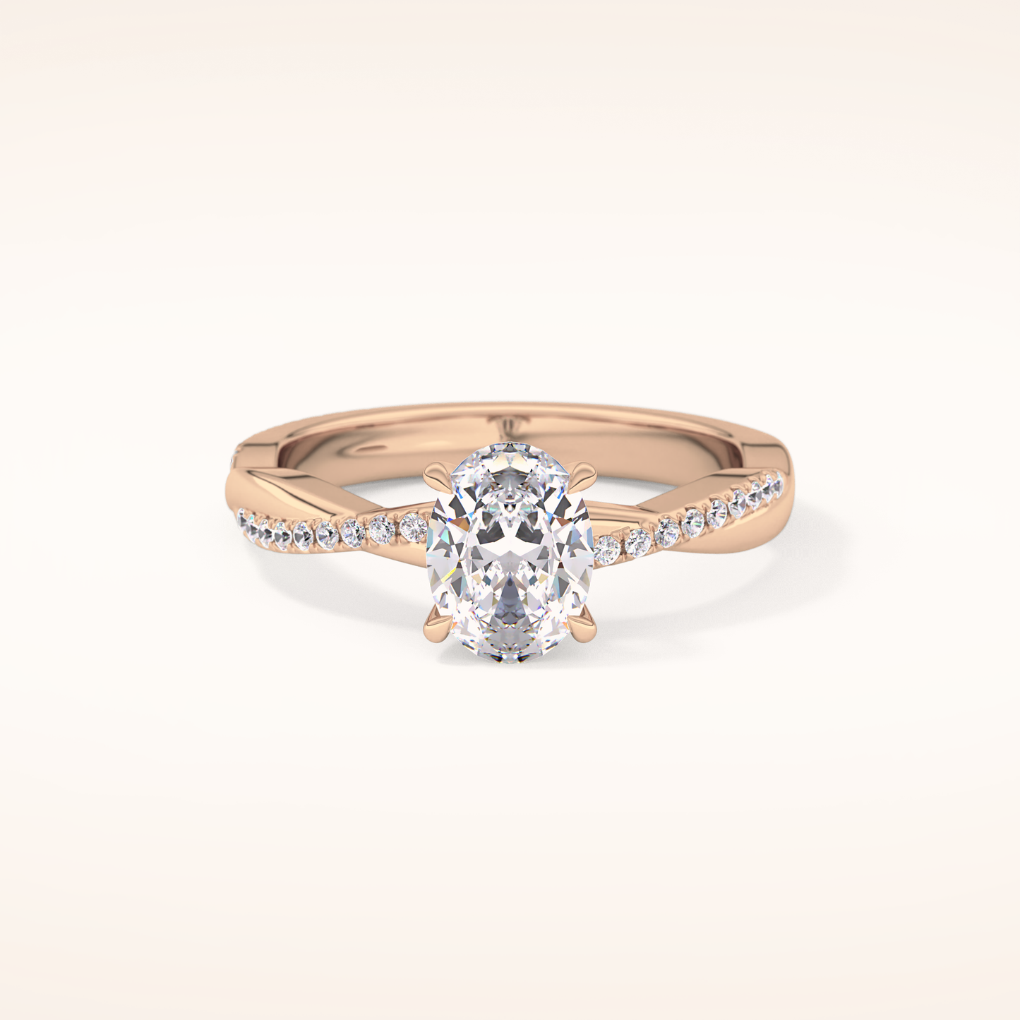 0.83 CT Oval Shaped Criss-Cross Pave Moissanite Engagement Ring