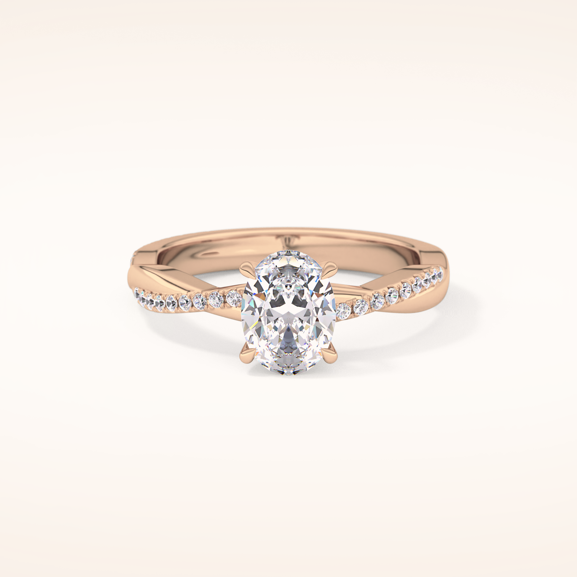 0.83 CT Oval Shaped Criss-Cross Pave Moissanite Engagement Ring