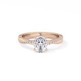 Oval Criss Cross Pave Lab Grown Diamond Engagement Ring