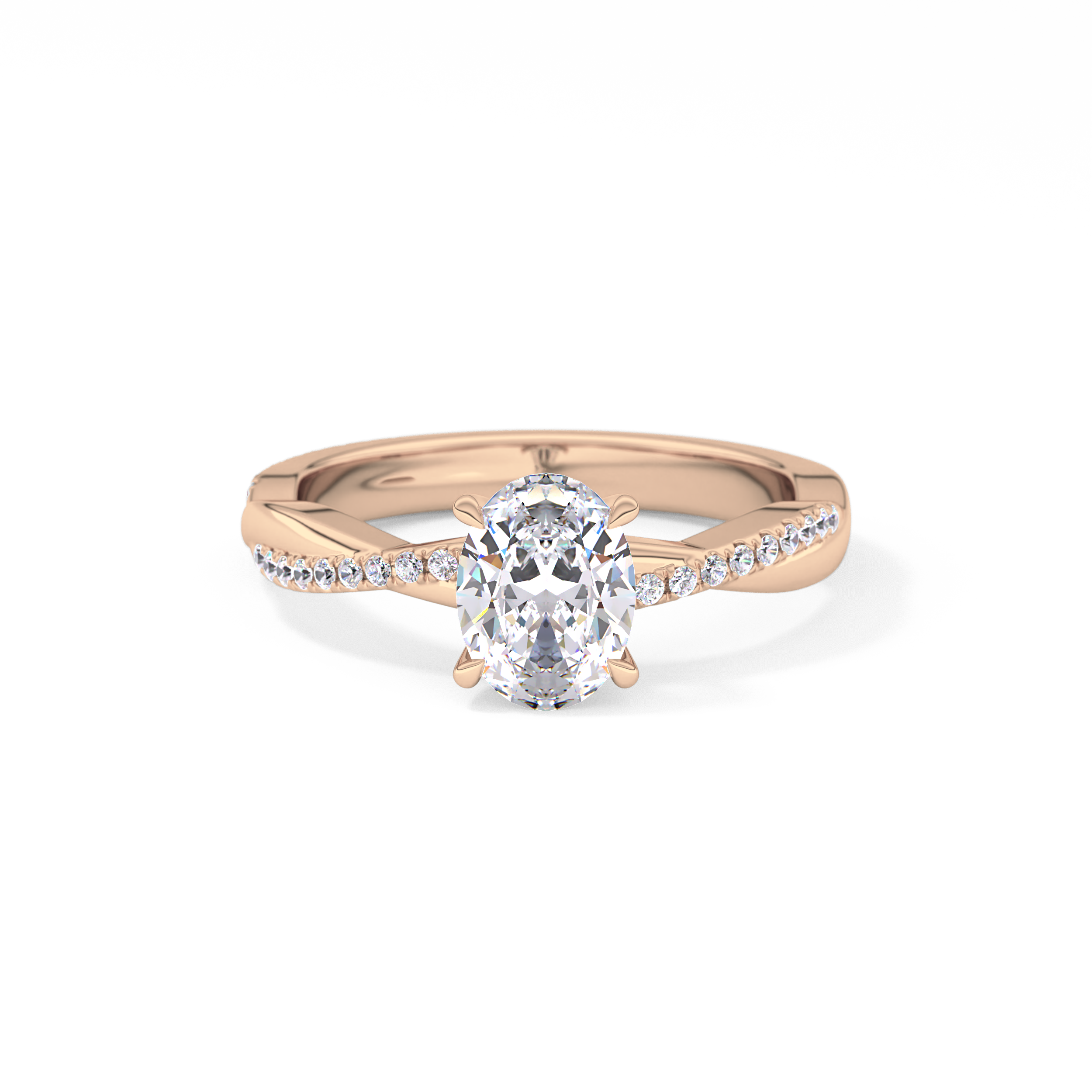 Oval Criss Cross Pave Lab Grown Diamond Engagement Ring