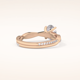 0.83 CT Oval Shaped Criss-Cross Pave Moissanite Engagement Ring