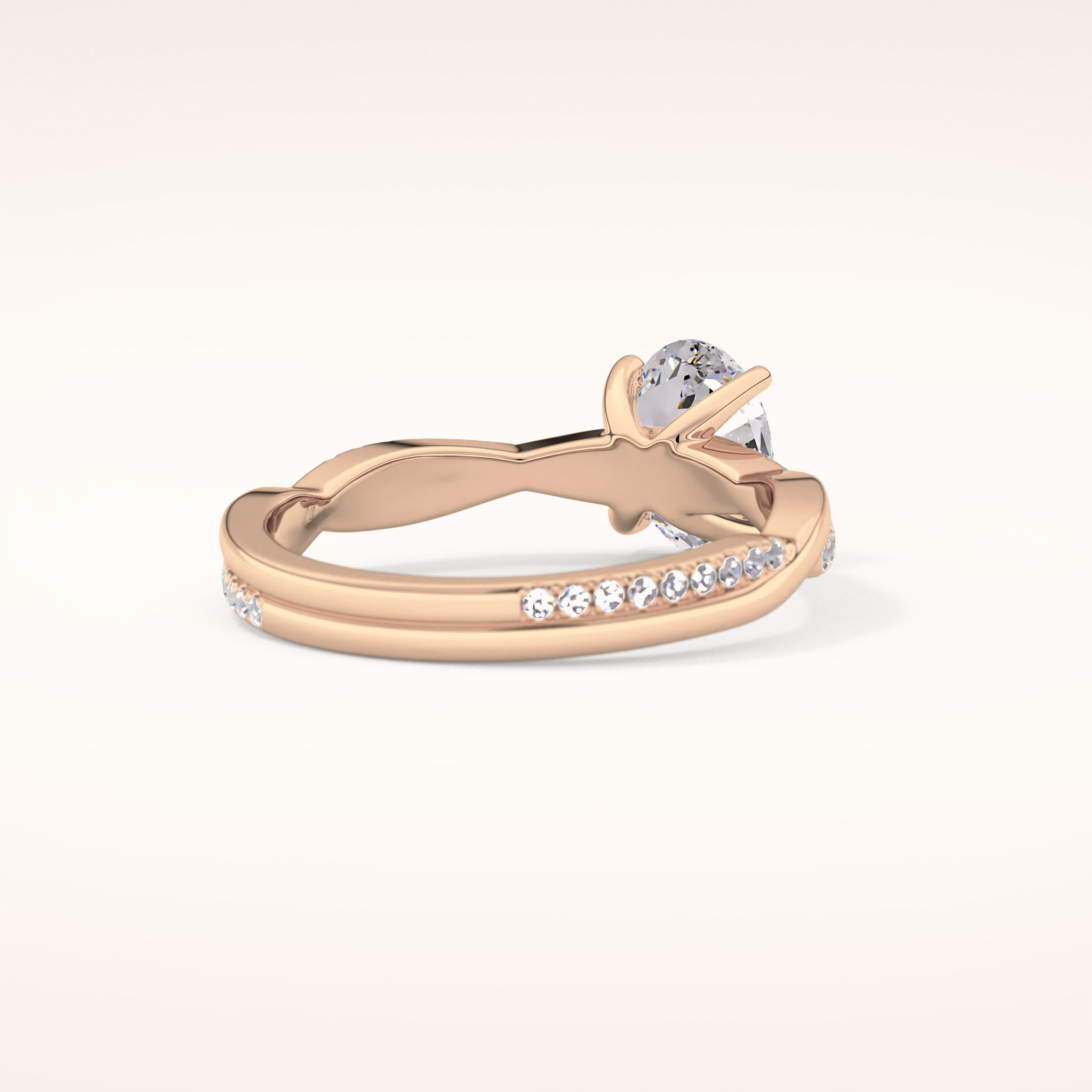 0.83 CT Oval Shaped Criss-Cross Pave Moissanite Engagement Ring