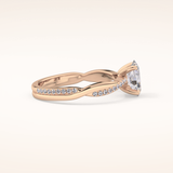 0.83 CT Oval Shaped Criss-Cross Pave Moissanite Engagement Ring