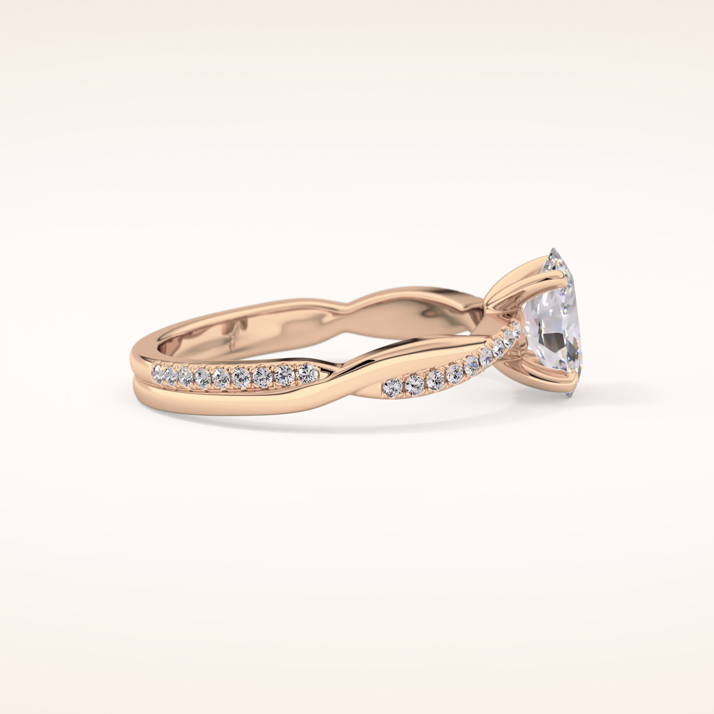 0.83 CT Oval Shaped Criss-Cross Pave Moissanite Engagement Ring