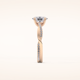 0.83 CT Oval Shaped Criss-Cross Pave Moissanite Engagement Ring