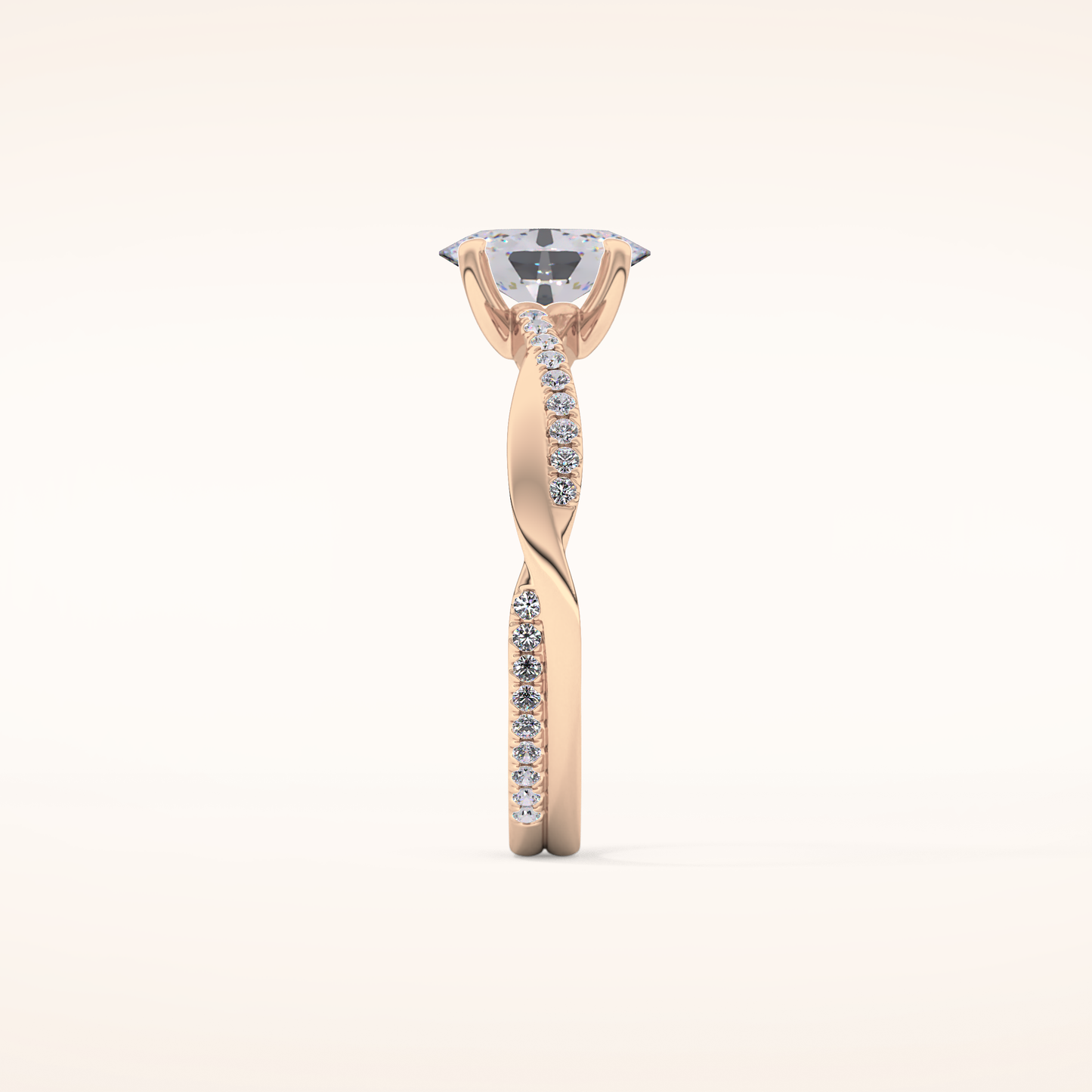 0.83 CT Oval Shaped Criss-Cross Pave Moissanite Engagement Ring