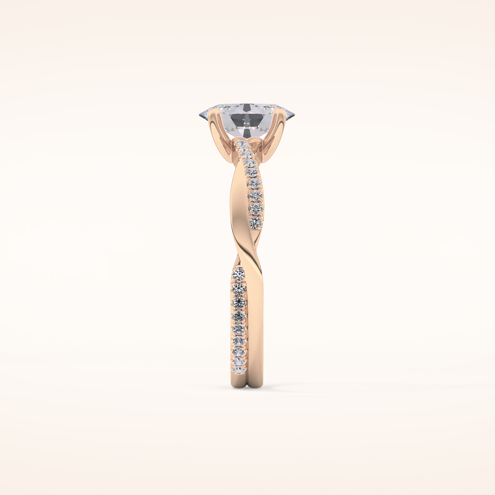 0.83 CT Oval Shaped Criss-Cross Pave Moissanite Engagement Ring