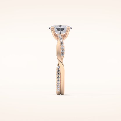 0.83 CT Oval Shaped Criss-Cross Pave Moissanite Engagement Ring