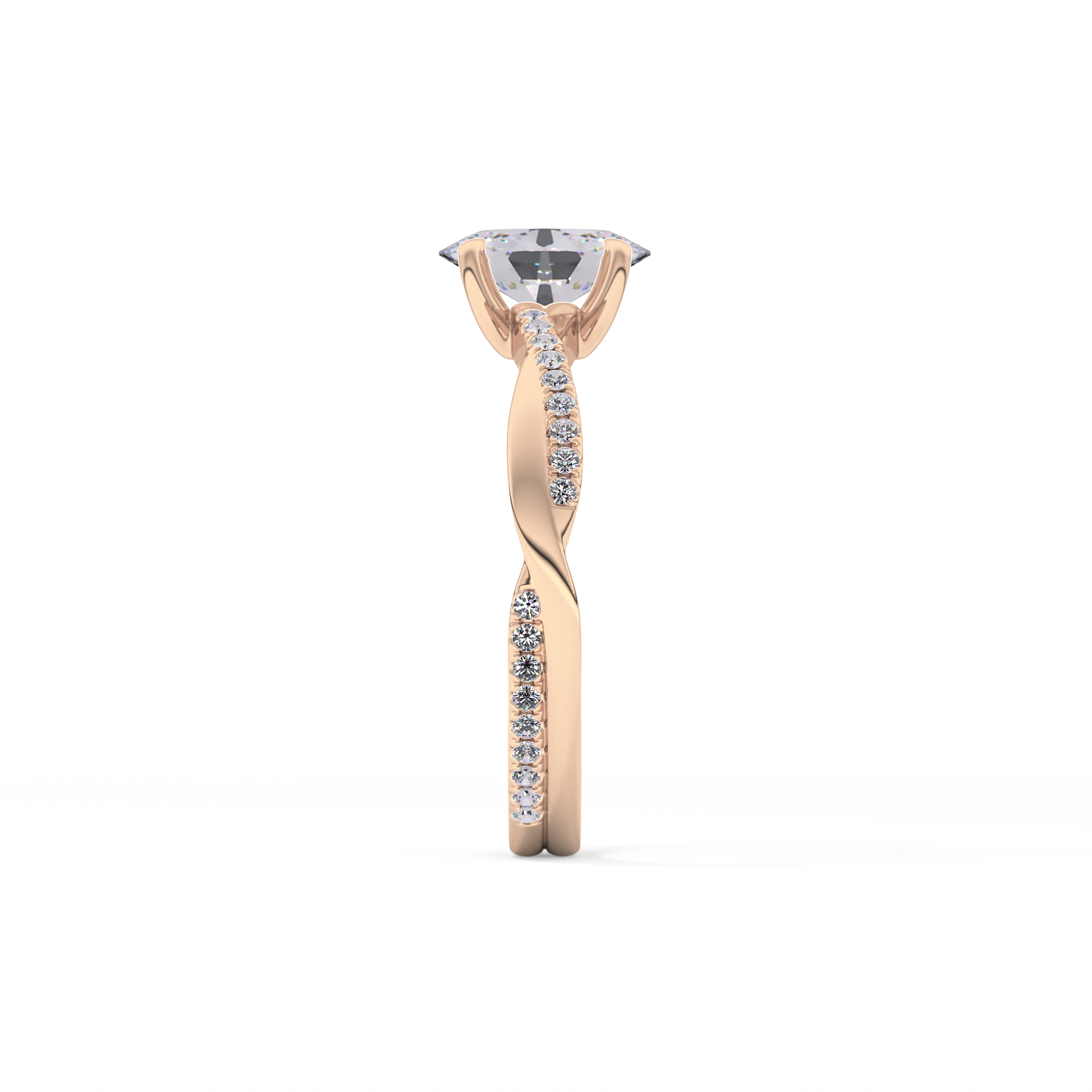 Oval Criss Cross Pave Lab Grown Diamond Engagement Ring