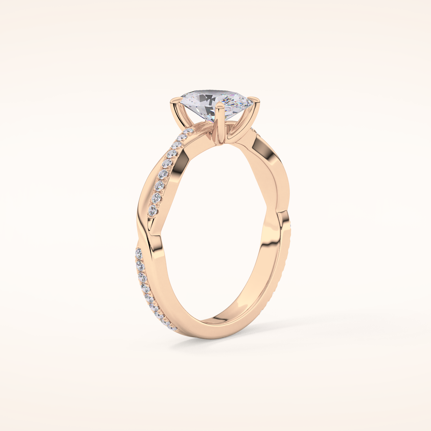 0.83 CT Oval Shaped Criss-Cross Pave Moissanite Engagement Ring