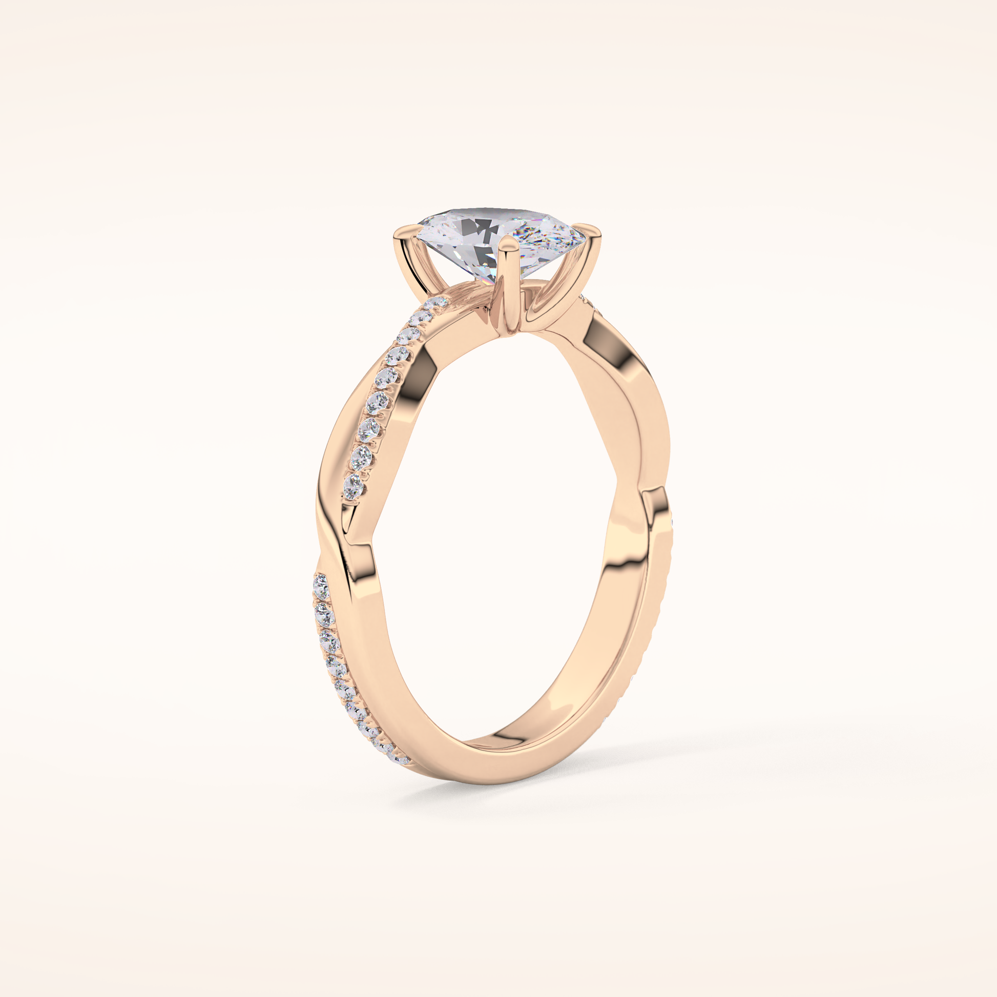 0.83 CT Oval Shaped Criss-Cross Pave Moissanite Engagement Ring