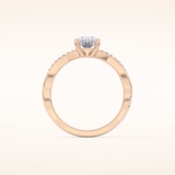 0.83 CT Oval Shaped Criss-Cross Pave Moissanite Engagement Ring