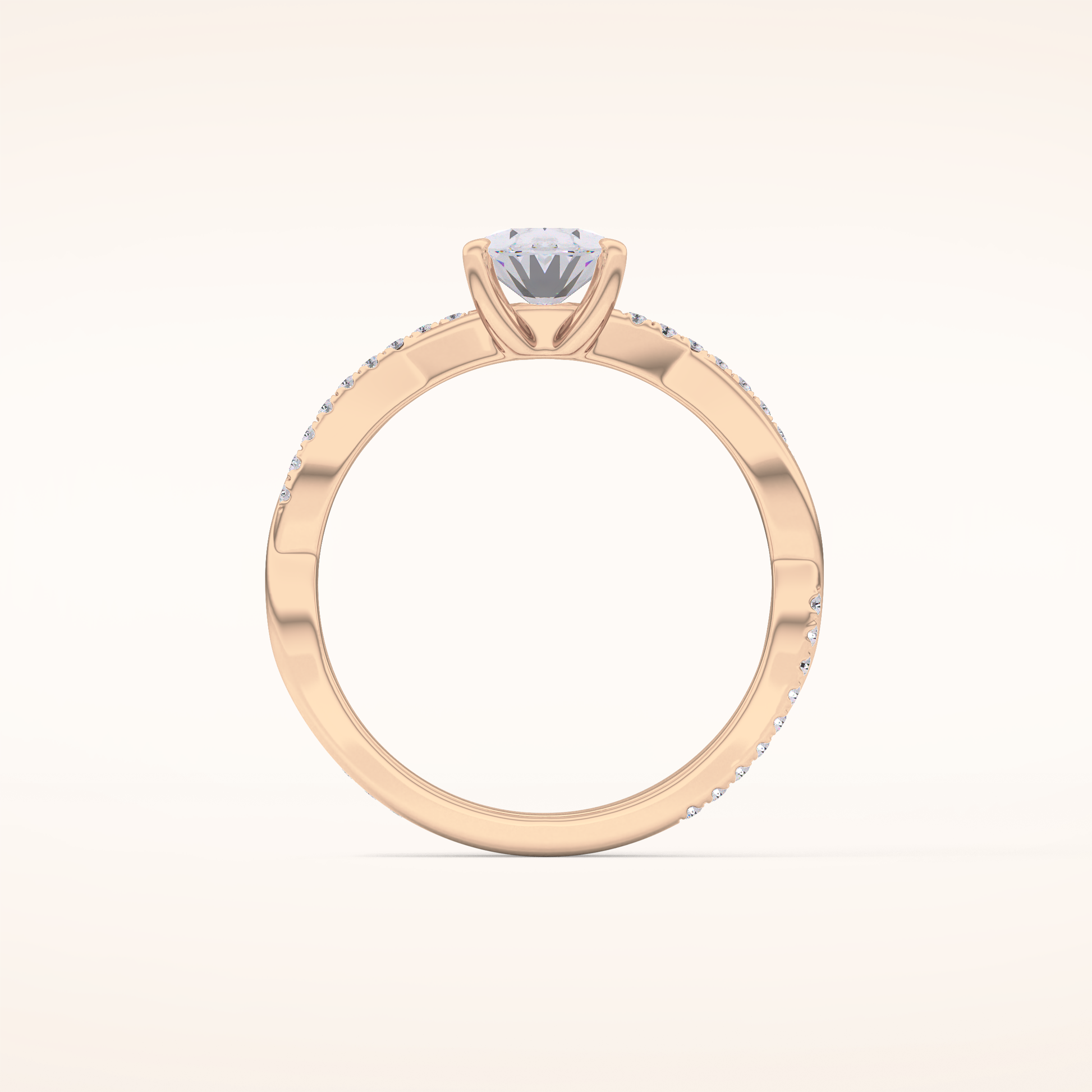 0.83 CT Oval Shaped Criss-Cross Pave Moissanite Engagement Ring