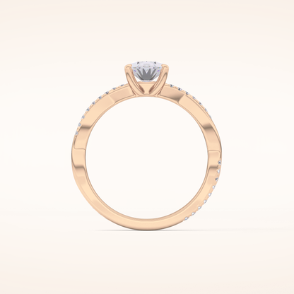 0.83 CT Oval Shaped Criss-Cross Pave Moissanite Engagement Ring