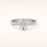 0.83 CT Oval Shaped Criss-Cross Pave Moissanite Engagement Ring