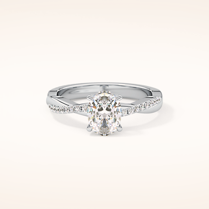 0.83 CT Oval Shaped Criss-Cross Pave Moissanite Engagement Ring