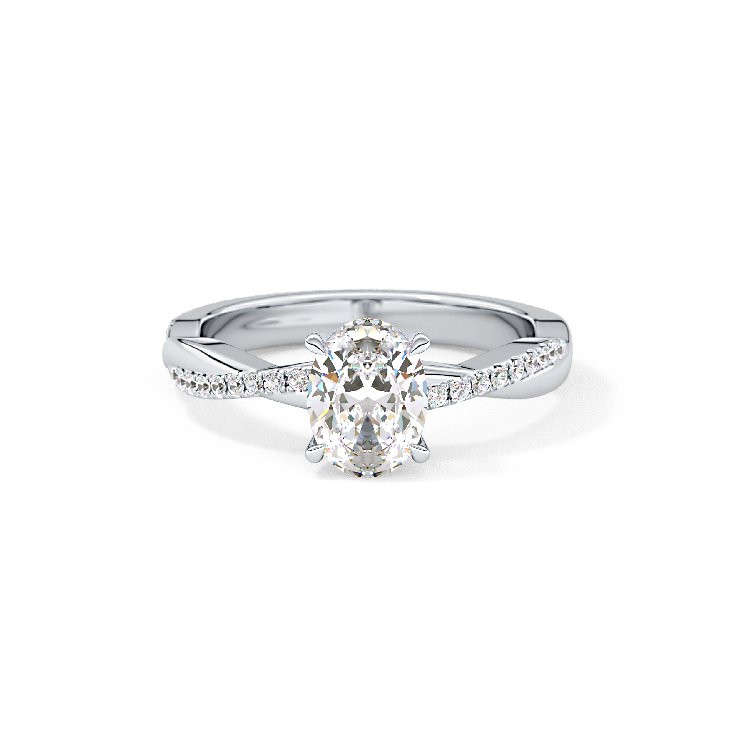 Oval Criss Cross Pave Lab Grown Diamond Engagement Ring