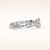 0.83 CT Oval Shaped Criss-Cross Pave Moissanite Engagement Ring