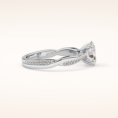 0.83 CT Oval Shaped Criss-Cross Pave Moissanite Engagement Ring