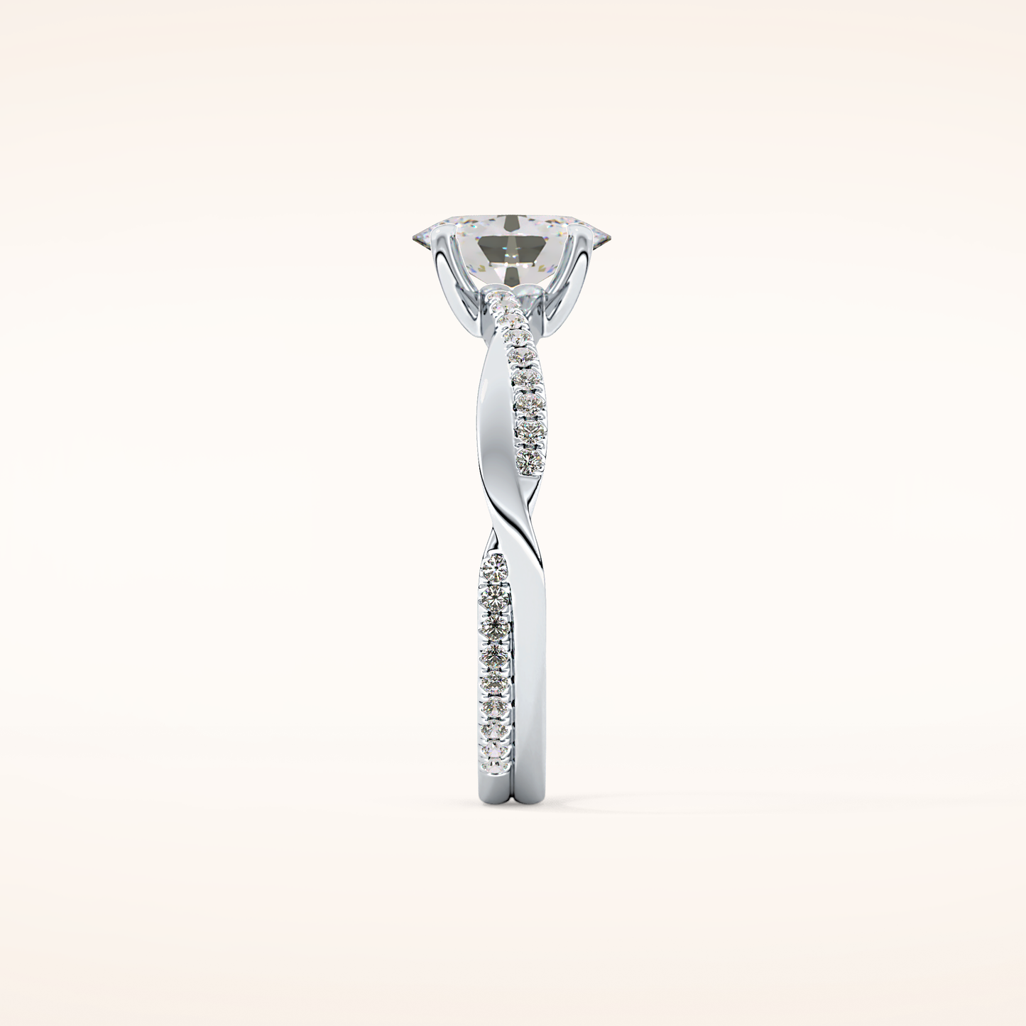 0.83 CT Oval Shaped Criss-Cross Pave Moissanite Engagement Ring