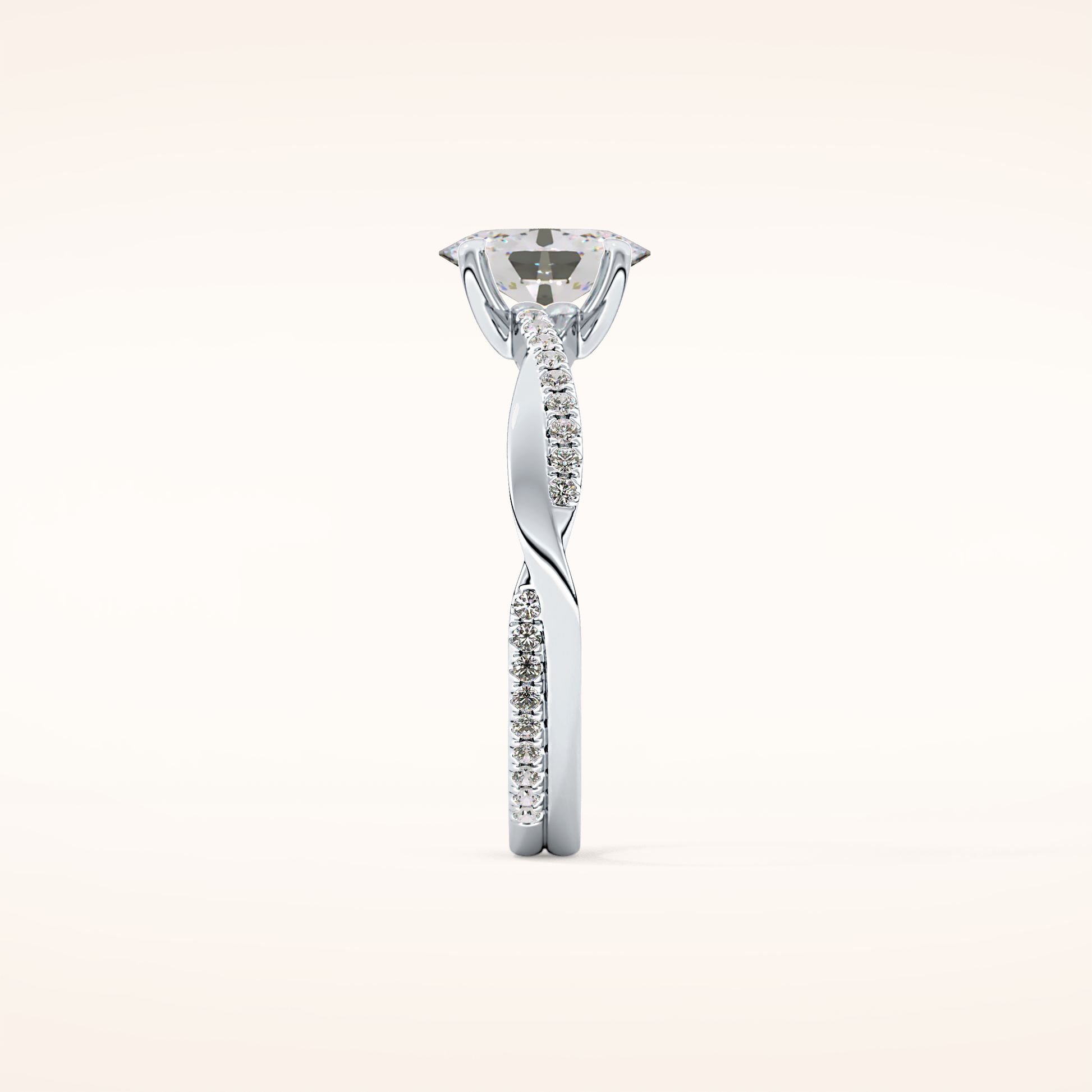 0.83 CT Oval Shaped Criss-Cross Pave Moissanite Engagement Ring