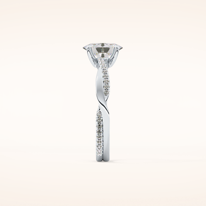 0.83 CT Oval Shaped Criss-Cross Pave Moissanite Engagement Ring