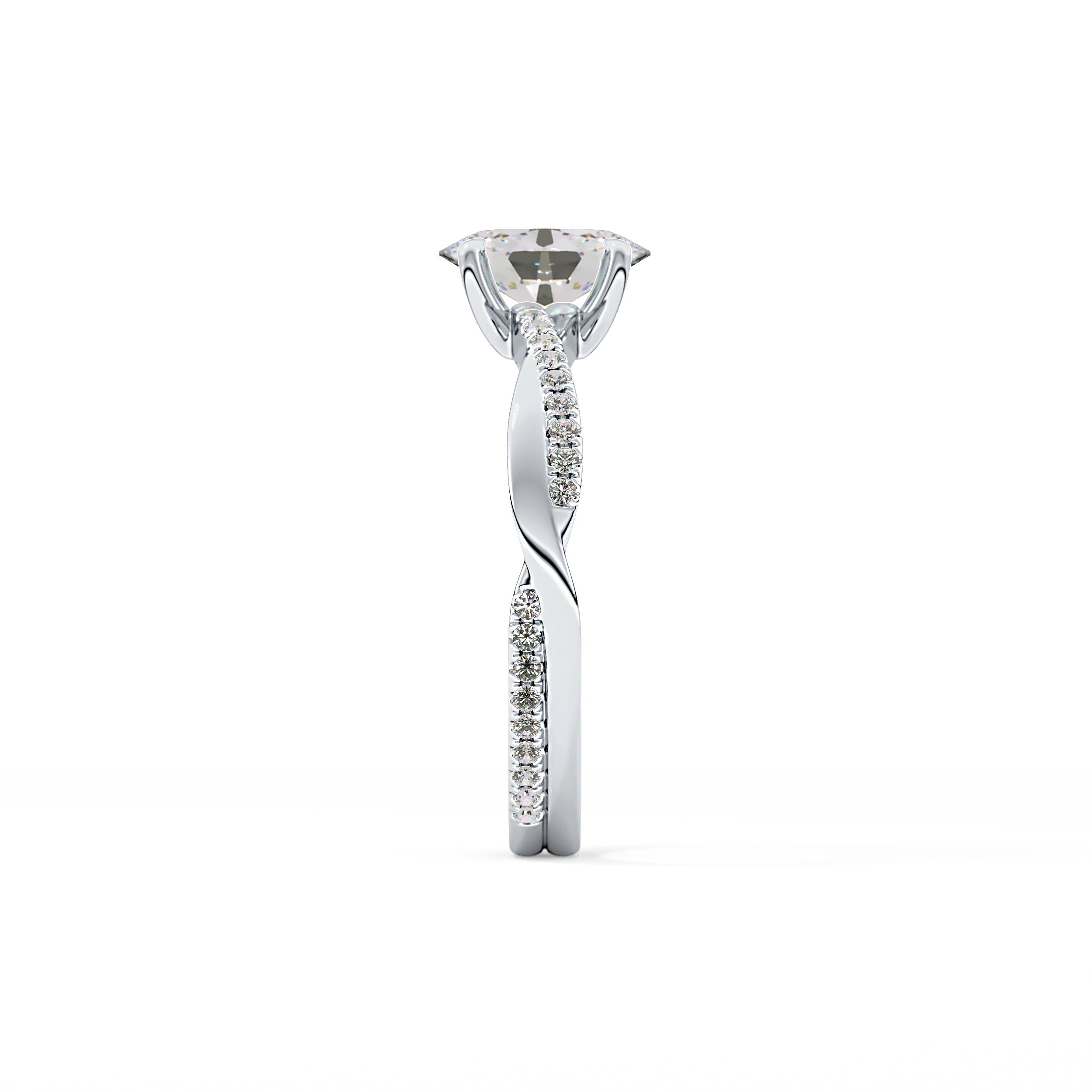 Oval Criss Cross Pave Lab Grown Diamond Engagement Ring