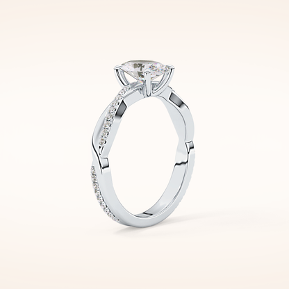 0.83 CT Oval Shaped Criss-Cross Pave Moissanite Engagement Ring