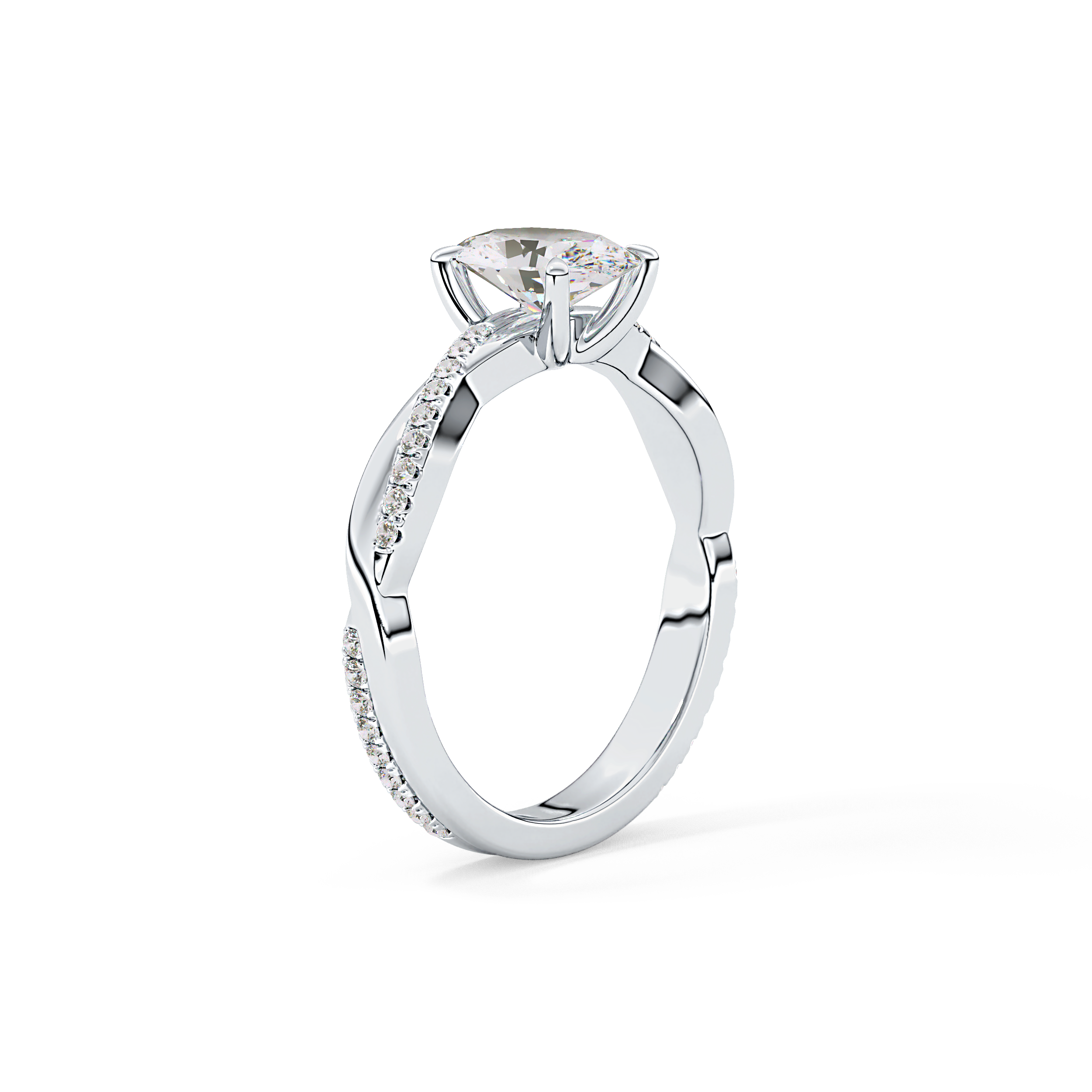 Oval Criss Cross Pave Lab Grown Diamond Engagement Ring