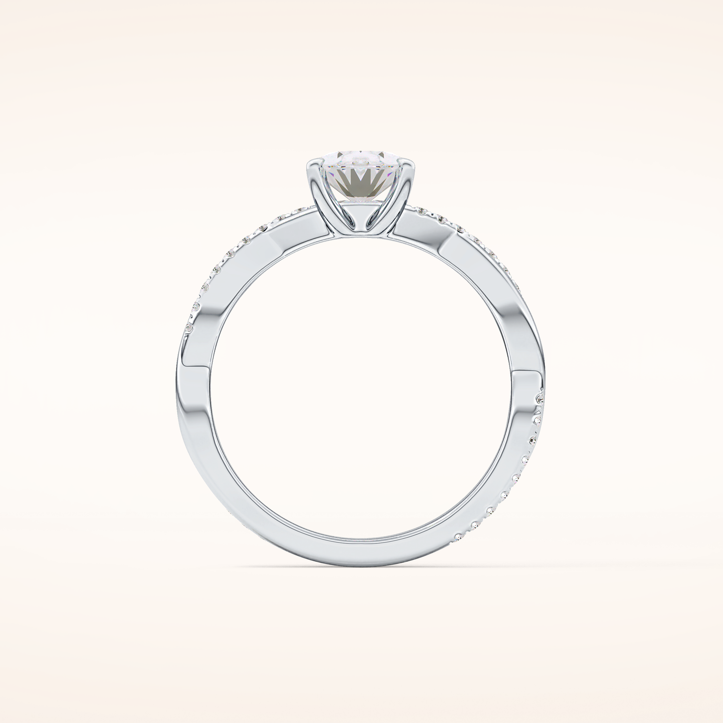 0.83 CT Oval Shaped Criss-Cross Pave Moissanite Engagement Ring