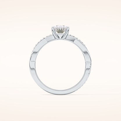 0.83 CT Oval Shaped Criss-Cross Pave Moissanite Engagement Ring