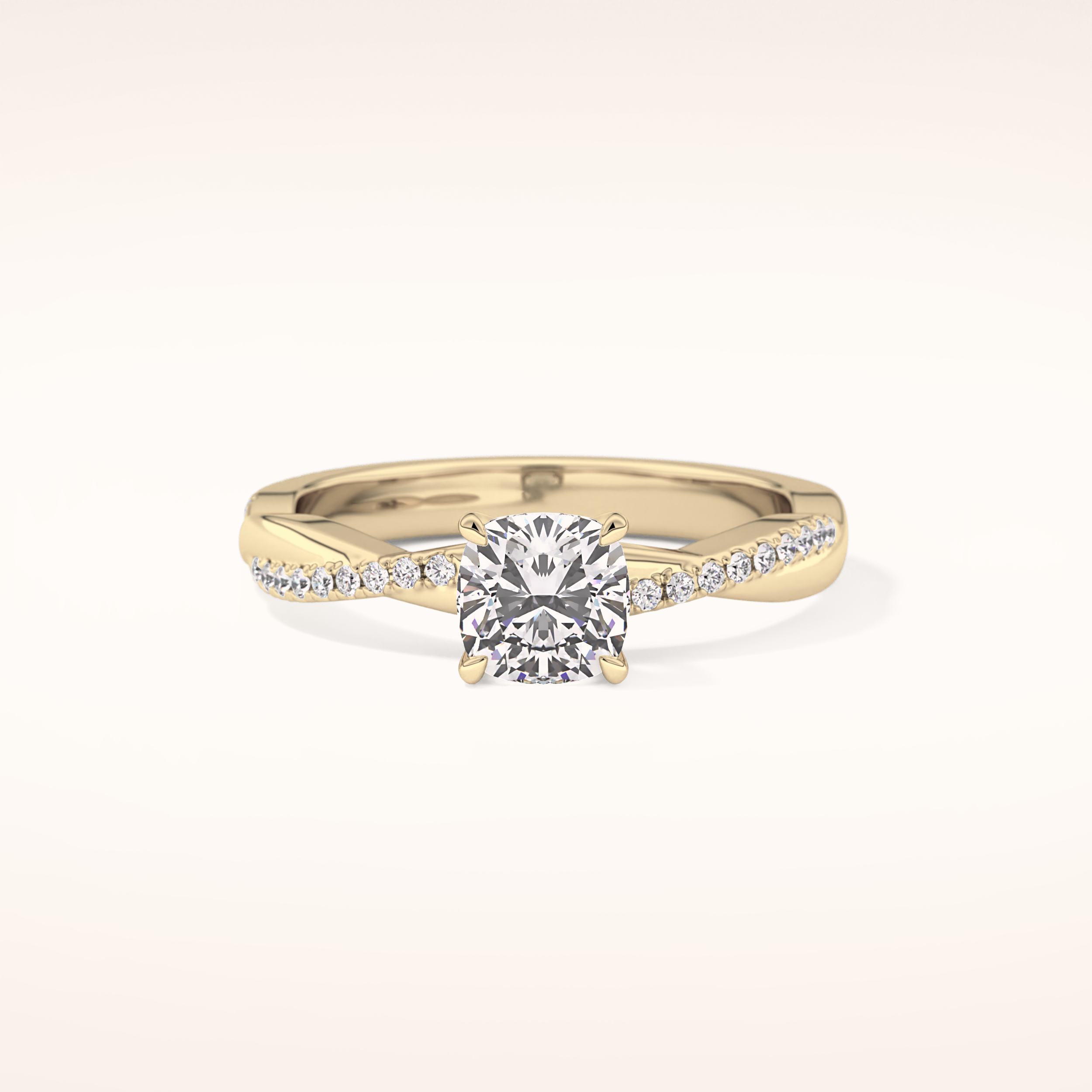 0.86 CT Cushion Shaped Criss-Cross Pave Moissanite Engagement Ring
