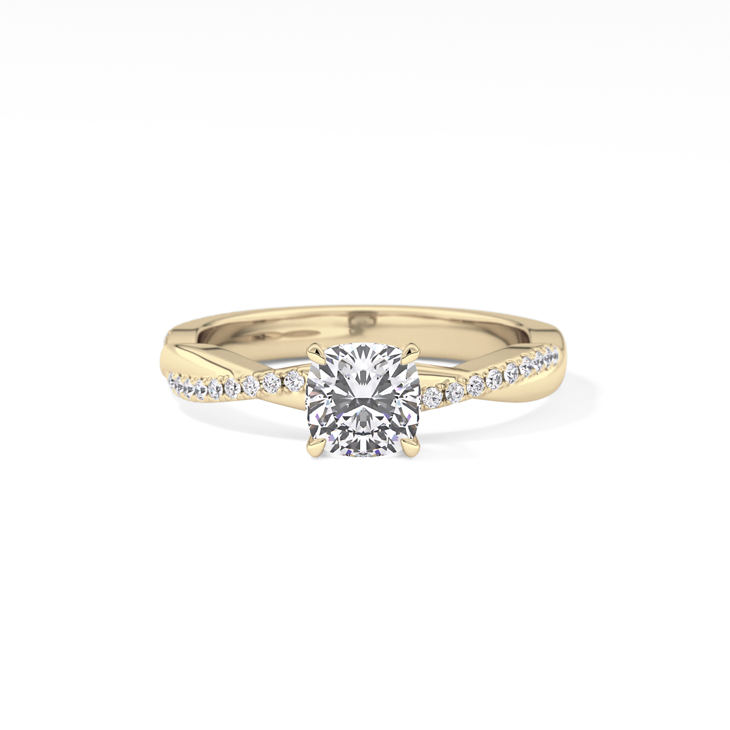 Cushion Criss Cross Pave Lab Grown Diamond Engagement Ring