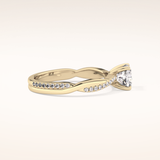 0.86 CT Cushion Shaped Criss-Cross Pave Moissanite Engagement Ring
