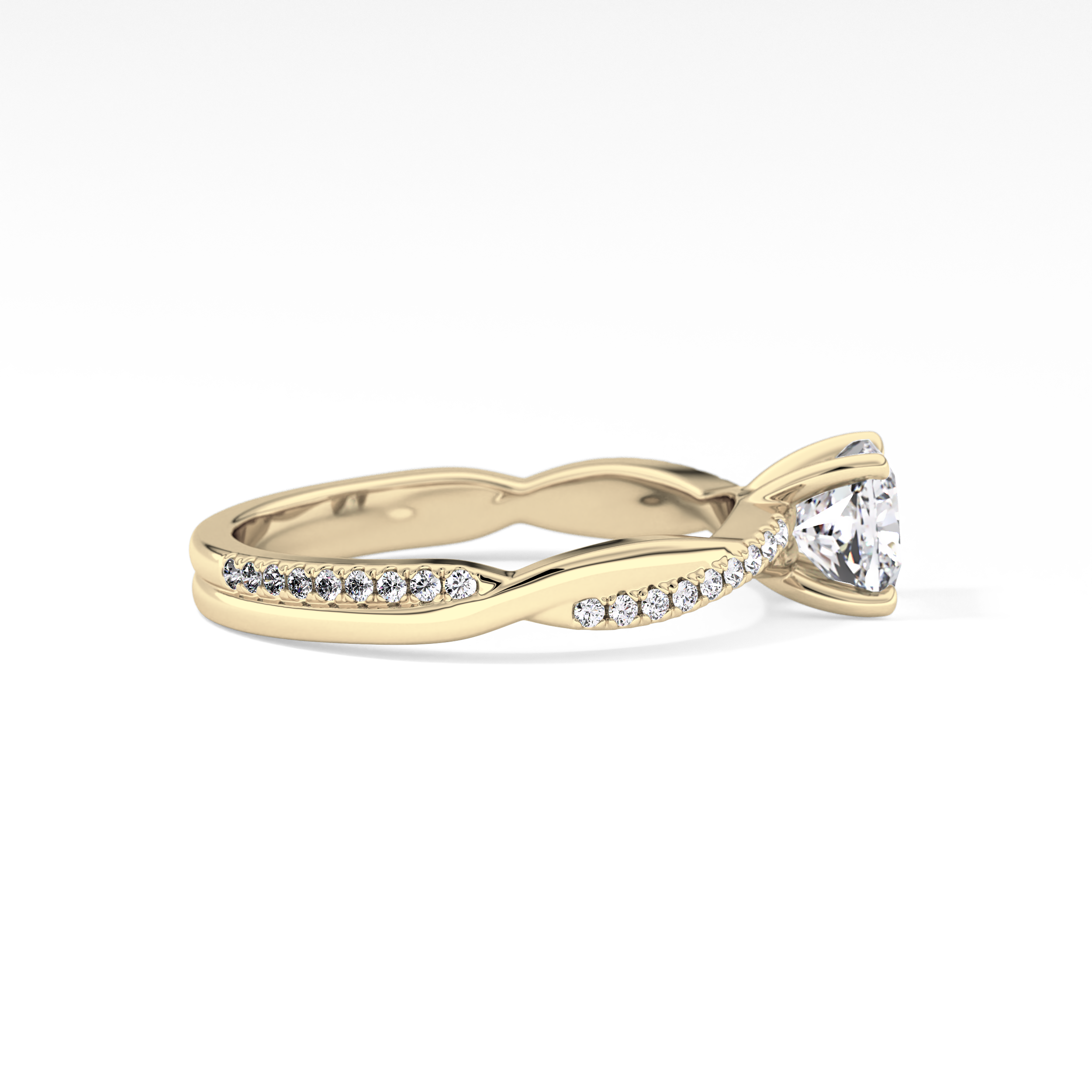 Cushion Criss Cross Pave Lab Grown Diamond Engagement Ring