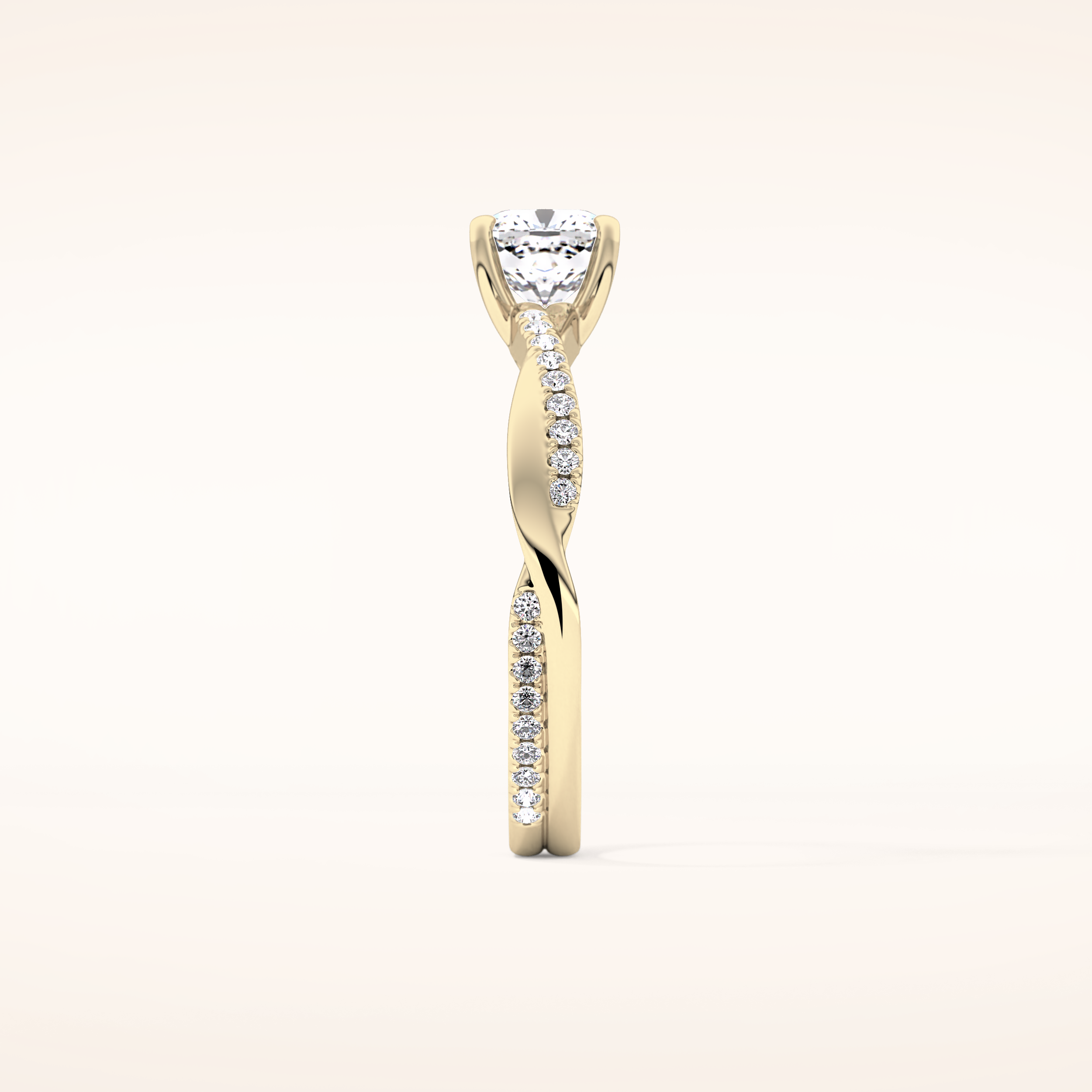 0.86 CT Cushion Shaped Criss-Cross Pave Moissanite Engagement Ring
