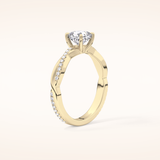 0.86 CT Cushion Shaped Criss-Cross Pave Moissanite Engagement Ring