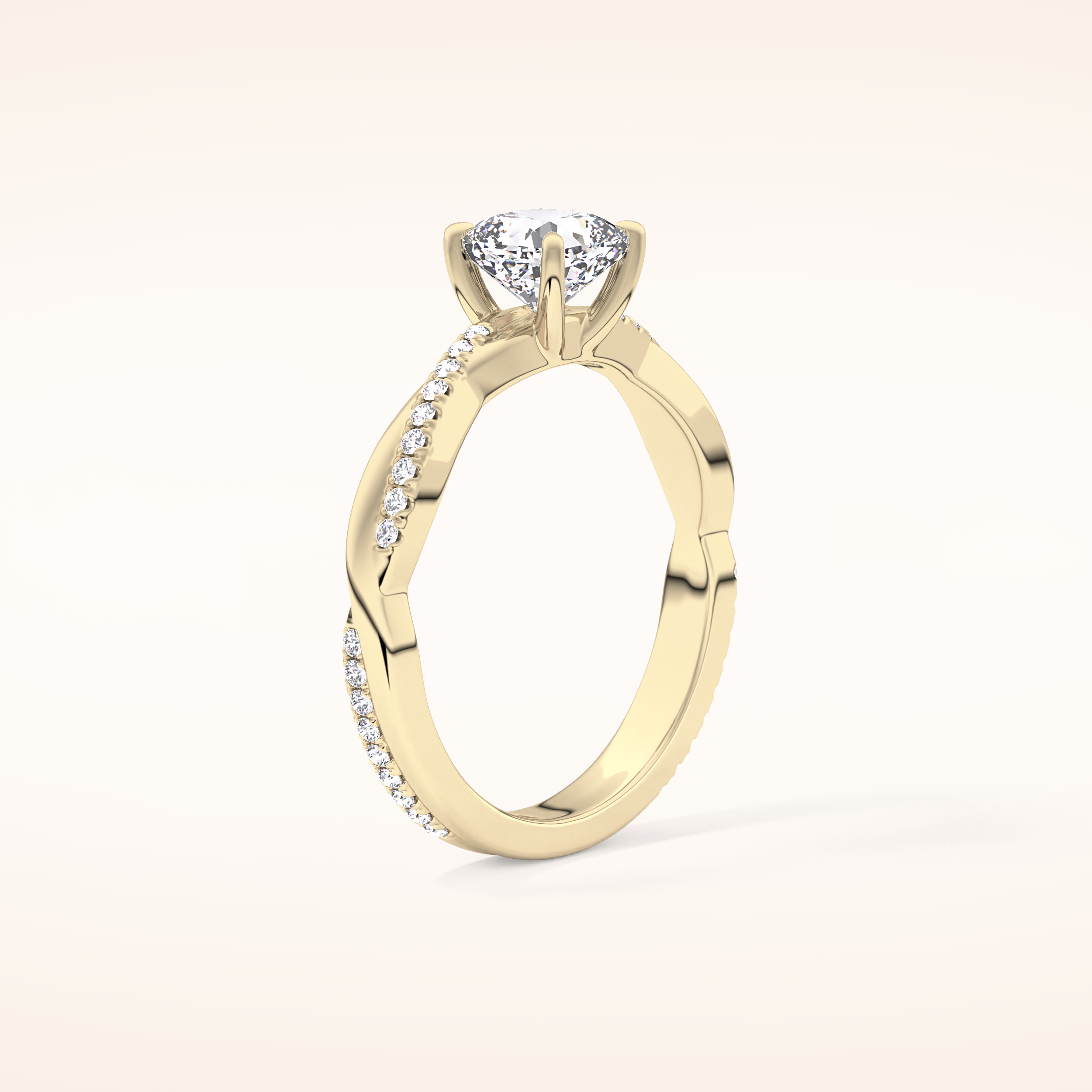 0.86 CT Cushion Shaped Criss-Cross Pave Moissanite Engagement Ring