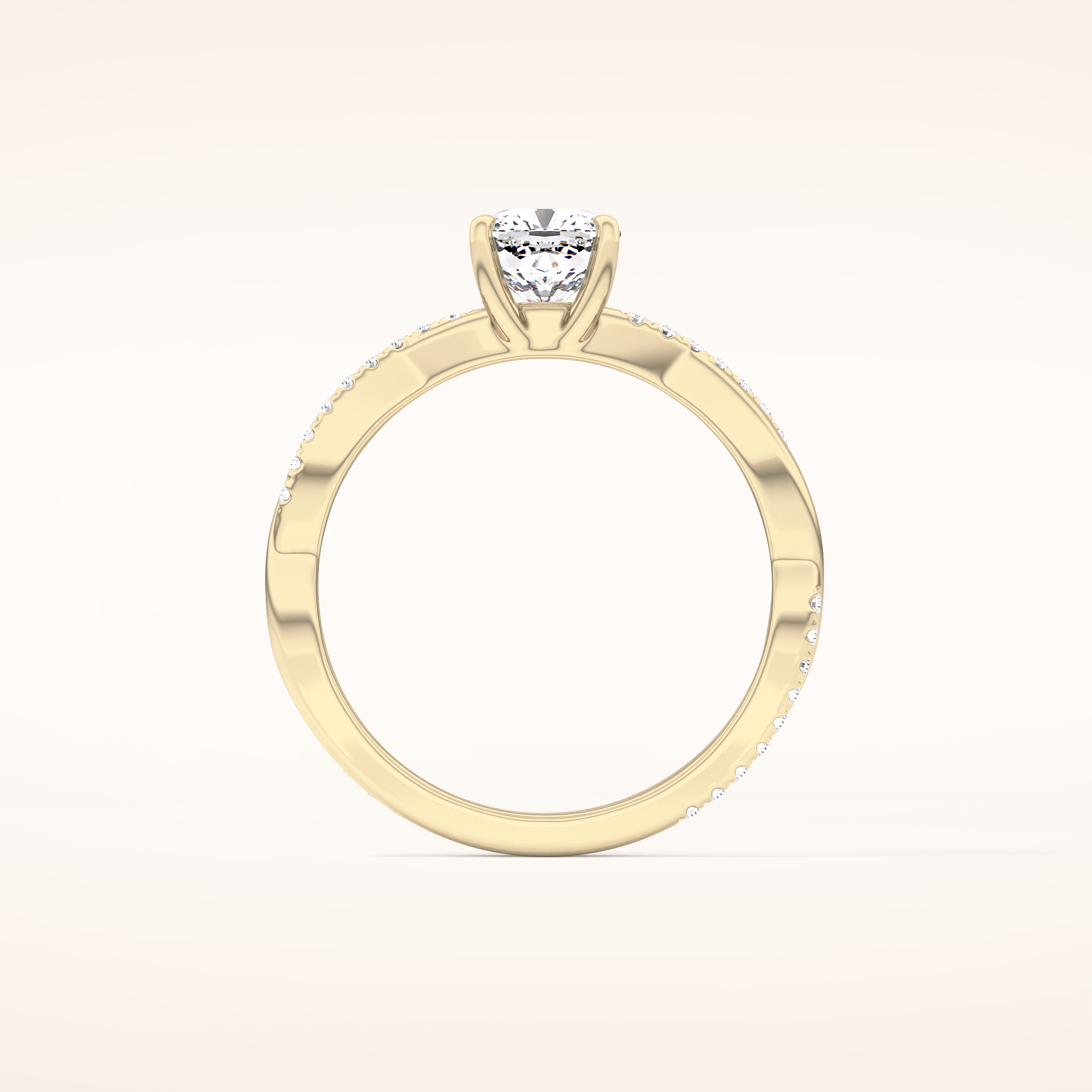 0.86 CT Cushion Shaped Criss-Cross Pave Moissanite Engagement Ring