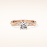 0.86 CT Cushion Shaped Criss-Cross Pave Moissanite Engagement Ring